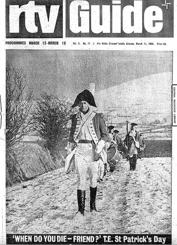 RTE Guide cover March 1966 showing man in 18th century military uniform