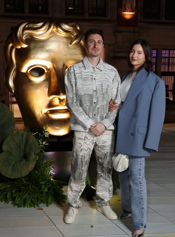 LONDON, ENGLAND - APRIL 24: Tom Rosenthal and guest attend the Nominees' Party for the BAFTA Television Awards with P&O Cruises and the BAFTA Television Craft Awards at the Victoria and Albert Museum on April 24, 2024 in London, England. (Photo by John Phillips/BAFTA/Getty Images for BAFTA)