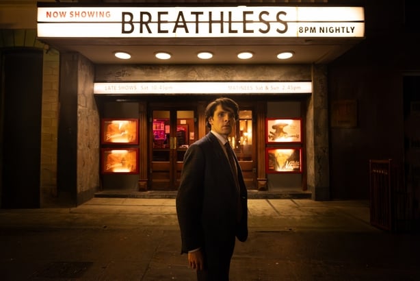 Colin Morgan as Earl Clancy outside his cinema in Once Upon a Time in the cinema