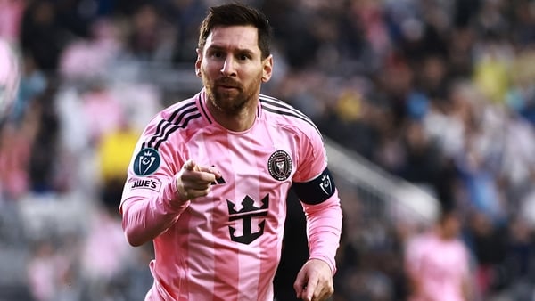 Lionel Messi #10 of Inter Miami CF celebrates after scoring his team's first goal during the CONCACAF Champions Cup Round of 16 Second Leg match between Inter Miami CF and Nashville SC at Chase Stadium on March 18, 2026 in Fort Lauderdale, Florida. This i