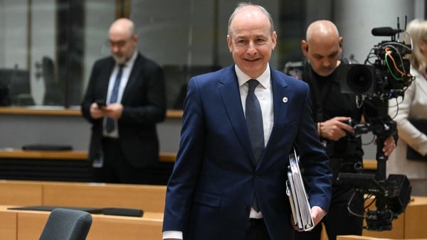 Ireland's Taoiseach Micheál Martin arrives ahead of rountable during the EU Summit at the EU headquarters in Brussels, on March 19, 2026