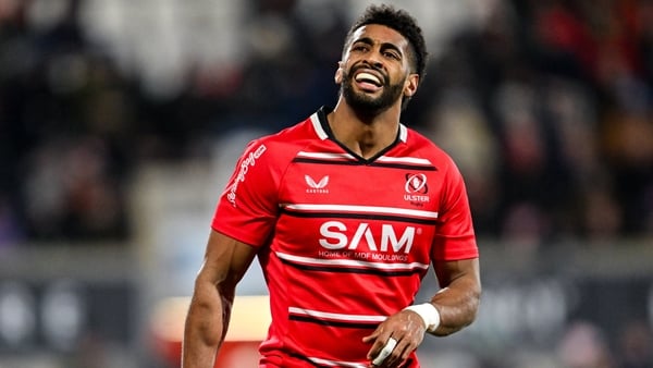 28 November 2025; Rob Baloucoune of Ulster during the United Rugby Championship match between Ulster and Benetton at Affidea Stadium in Belfast. Photo by Ramsey Cardy/Sportsfile