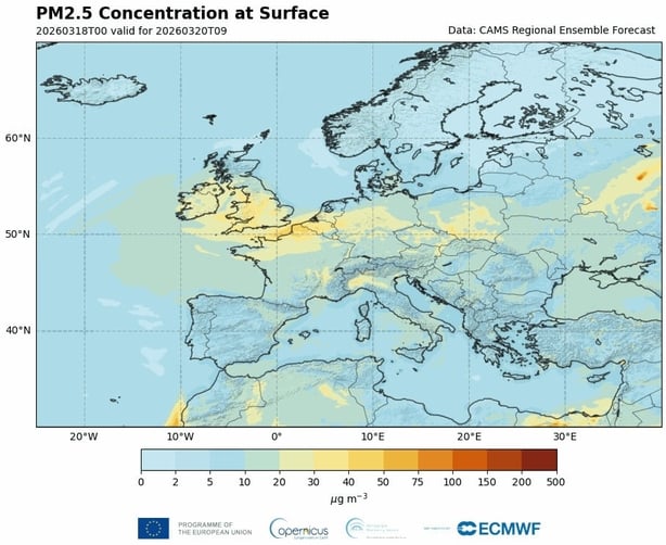 Air pollution forecast from Copernicus Atmosphere Monitoring Service