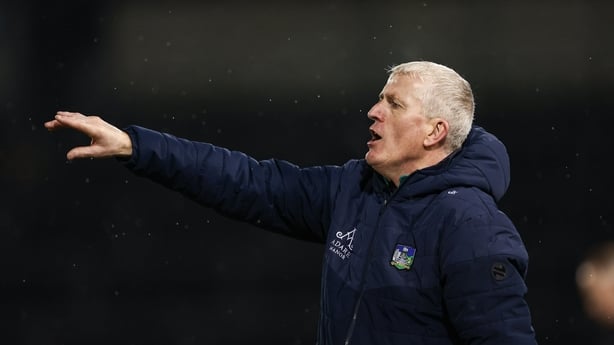 21 February 2026; Limerick manager John Kiely motivates his team during the Allianz Hurling League Division 1A match between Tipperary and Limerick at FBD Semple Stadium in Thurles, Tipperary. Photo by Paul Phelan/Sportsfile