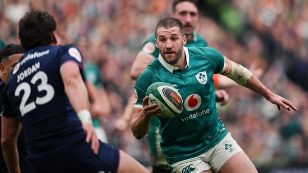 14 March 2026; Stuart McCloskey of Ireland during the Guinness 6 Nations Rugby Championship match between Ireland and Scotland at the Aviva Stadium in Dublin. Photo by Brendan Moran/Sportsfile