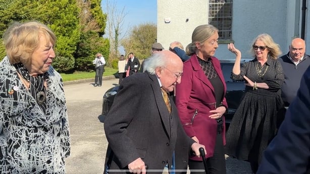 Former President Michael D Higgins arrives at Dolores Keane's funeral in Galway