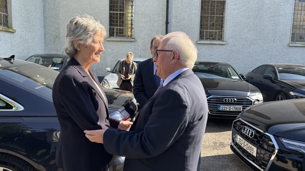 President Catherine Connolly arrives at Dolores Keane's funeral