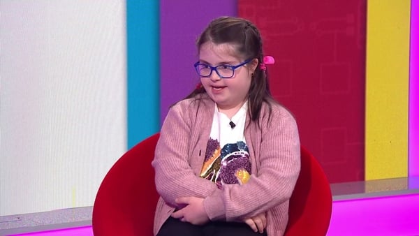 Down Syndrome Ireland member Ava Raggett in the news2day studio.