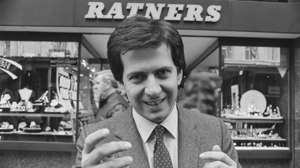 British businessman Gerald Ratner outside a branch of Ratners, his chain of High Street jewellers, United Kingdom, 31st March 1985. (Photo by Tony Weaver/Daily Express/Hulton Archive/Getty Images)