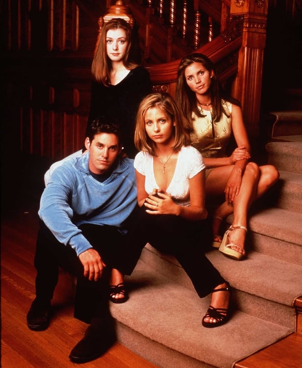 Clockwise from top left: Alyson Hannigan as Willow Rosenberg, Charisma Carpenter as Cordelia Chase, Sarah Michelle Gellar as Buffy and Nicholas Brendon as Xander Harris in "Buffy The Vampire Slayer."