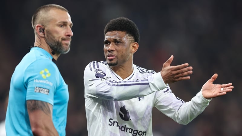 BOURNEMOUTH, ENGLAND - MARCH 20: Amad of Manchester United argues with the linesman during the Premier League match between Bournemouth and Manchester United at Vitality Stadium on March 20, 2026 in Bournemouth, United Kingdom. (Photo by Charlotte Wilson/