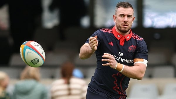 21 March 2026; Munster captain JJ Hanrahan warms up before the United Rugby Championship match between Hollywoodbets Sharks and Munster at Hollywoodbets Kings Park Stadium in Durban, South Africa. Photo by Shaun Roy/Sportsfile