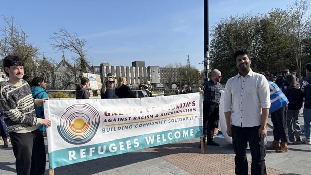 Sai Gujulla attends the rally in Galway.