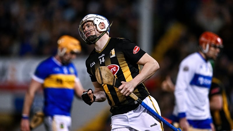 21 March 2026; TJ Reid of Kilkenny reacts after scoring his side's second goal during the Allianz Hurling League Division 1A match between Tipperary and Kilkenny at FBD Semple Stadium in Thurles, Tipperary. Photo by Ben McShane/Sportsfile