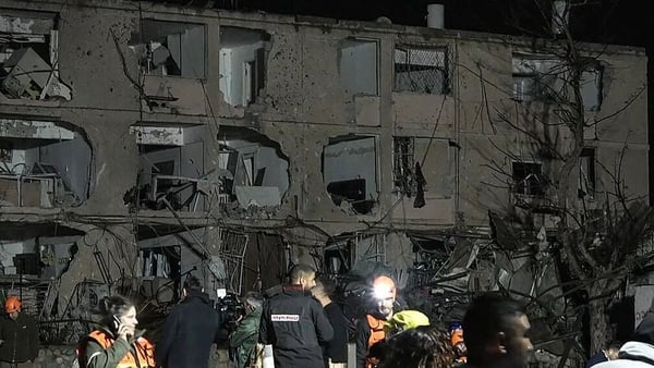 This frame grab from AFPTV footage shows damage to building in the town of Dimona