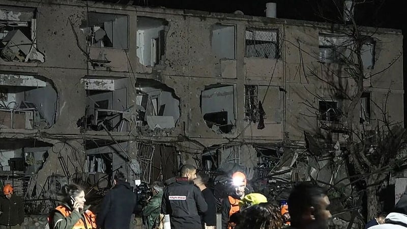 This frame grab from AFPTV footage shows damage to building in the town of Dimona