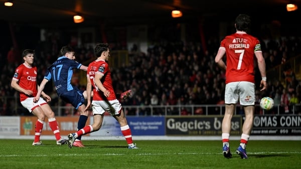 Daniel Kelly of Shelbourne scores against Sligo Rovers - Premier Division, March 2026