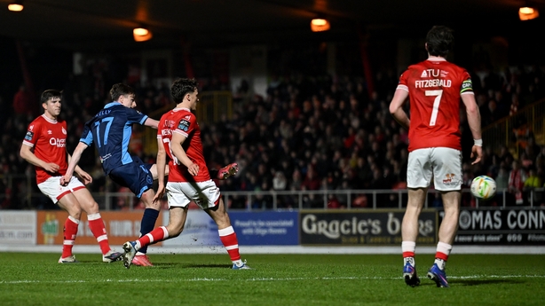 Daniel Kelly of Shelbourne scores against Sligo Rovers - Premier Division, March 2026 