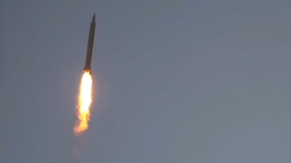 video grab taken from handout footage released by the Iranian Revolutionary Guard Corps (IRGC) on March 21, 2026, appears to show what it describes as the launch of “the 72nd wave” of missiles