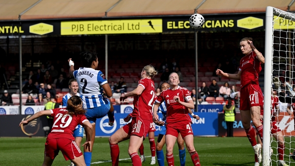 Manuela Vanegas of Brighton with a goal chance against Liverpool - Women's Super League, March 2026
