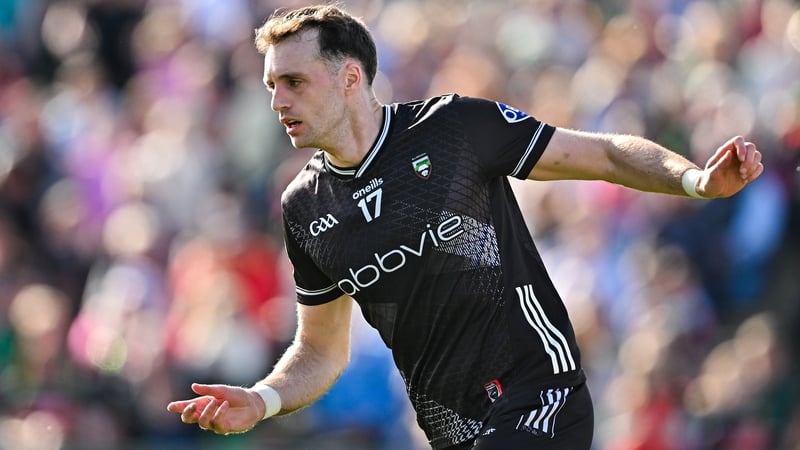 Mayo , Ireland - 6 April 2025; Cian Lally of Sligo celebrates after scoring his side's second goal during the Connacht GAA Football Senior Championship quarter-final match between Mayo and Sligo at Hastings Insurance MacHale Park in Castlebar, Mayo. (Phot