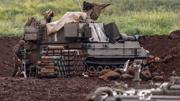 Israeli soldiers in northern Israel near the Lebanon border