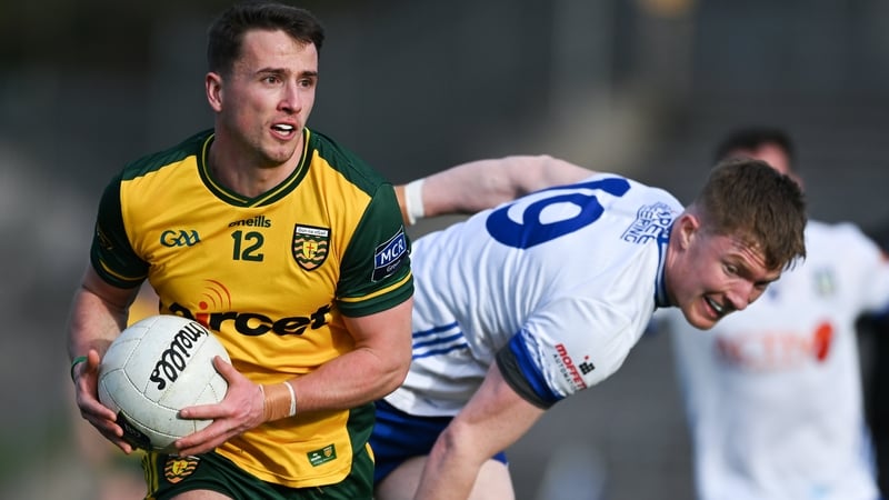 Peadar Mogan of Donegal in action against Robbie Hanratty of Monaghan during the Allianz Football League Division 1 match between Monaghan and Donegal at St. Tiernach's Park in Clones, Monaghan. Photo by Philip Fitzpatrick/Sportsfile