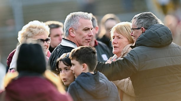 22 March 2026; Galway manager Padraic Joyce with supporters after the Allianz Football League Division 1 match between Galway and Dublin at Pearse Stadium in Galway. Photo by Piaras Ó Mídheach/Sportsfile