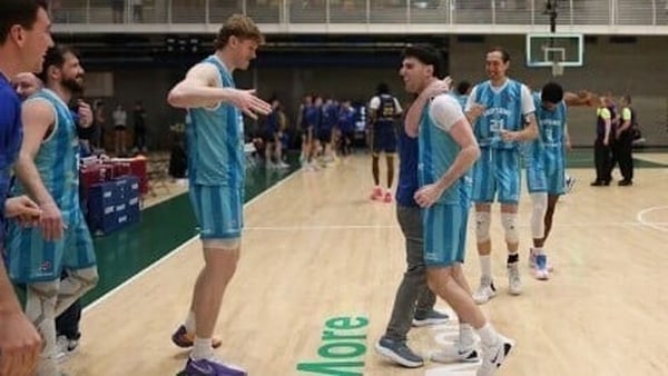 Energywise Ireland Neptune players celebrate after beating Flexachem KCYMS in the Domino's Men's Super League relegation playoff