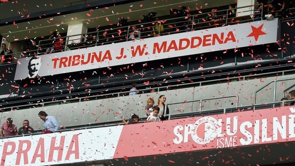 04/07/17 PRE-SEASON FRIENDLY.SPARTA PRAGUE v CELTIC.CZECH REPUBLIC.The Main Stand of the Eden Arena is renamed after former manager and Celtic player John William Madden (Photo by Craig Williamson - SNS Group\SNS Group via Getty Images)