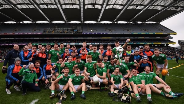 Limerick celebrate victory in the 2019 Allianz Hurling Division 1 hurling final, the last time the decider was held in Croke Park