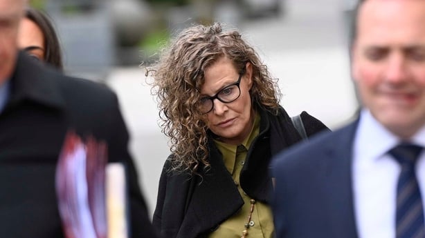Fiona Donohoe (centre), the mother of 14-year-old Noah Donohoe, outside Belfast Coroner's Court