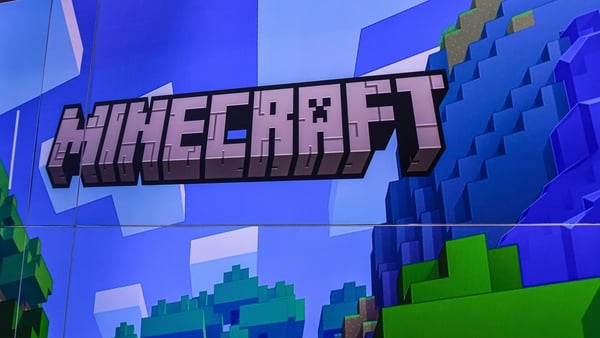 Logo of computer game Minecraft is seen at the PAX Aus 2025, international gaming convention. (Photo by Alexander Bogatyrev/SOPA Images/LightRocket via Getty Images)