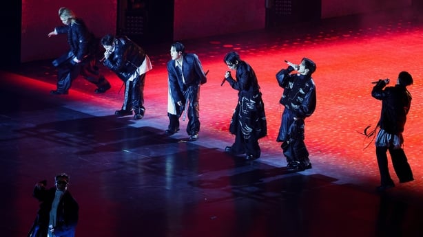 K-pop boy band BTS perform onstage during comeback concert at Gwanghwamun Square on 21 March, 2026 in Seoul, South Korea. (Photo by Kim Hong-Ji - Pool/Getty Images)