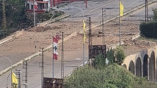 A view of the destruction after an Israeli airstrike on the Qasmiyeh Bridge in Lebanon