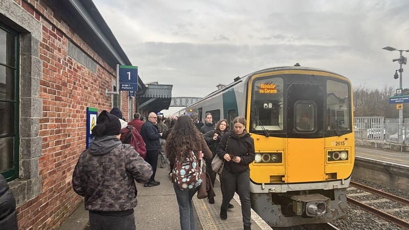 Commuters boarding the train for Cork at Midleton station