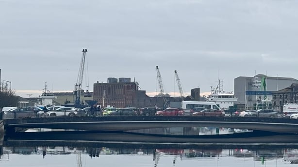 Early morning traffic congestion on Horgan Quay, Cork