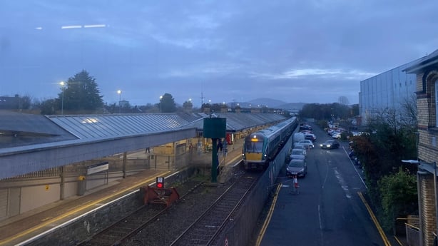 Picture shows a car park right beside Drogheda train station