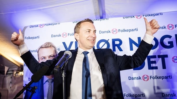 The chairman of the Danish People's Party Morten Messerschmidt reacts during an election party after the first exit polls for the Danish election for the parliament in Copenhagen, Denmark, on March 24, 2026. Danish Prime Minister Mette Frederiksen's Social Democrats and the left-wing bloc took an ea