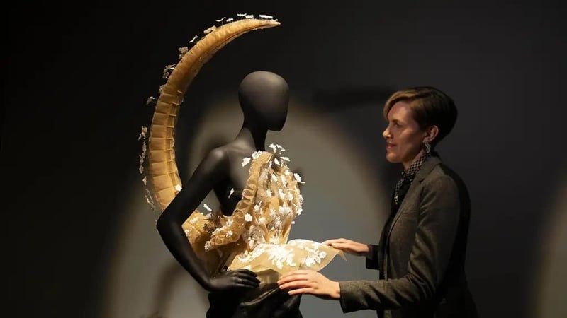 Schiaparelli ‘scorpion dress’ by Daniel Roseberry on display at the V&A (David Parry/PA)