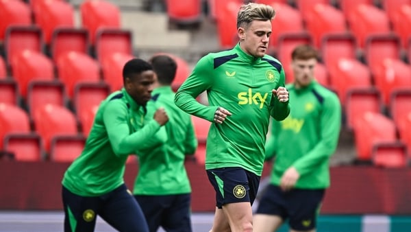 25 March 2026; Sammie Szmodics during a Republic of Ireland men's training session at the Fortuna Arena in Prague, Czechia. Photo by Seb Daly/Sportsfile