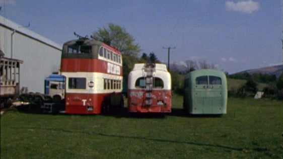 Buses in the Castleruddery Transport Museum, County Wicklow in 1976.