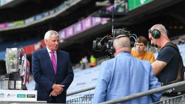 Michael Lyster doing a piece to camera prior to the 2018 All-Ireland hurling final