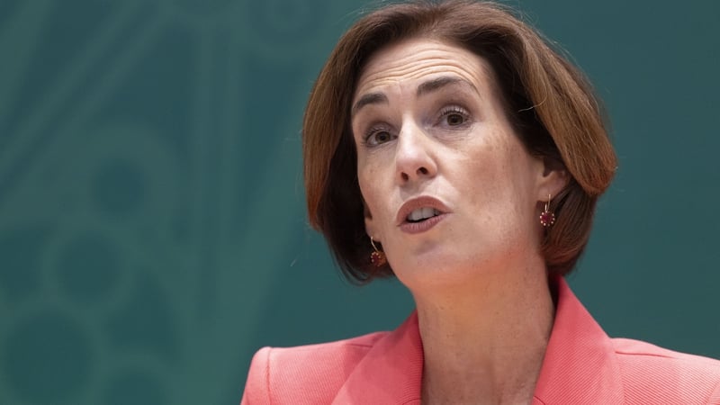 Hildegarde Naughton TD speaking to the media at Government Buildings