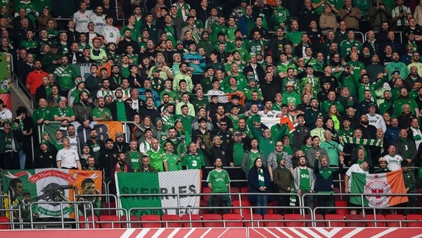 16 November 2025; Republic of Ireland supporters before the FIFA World Cup 2026 Group F Qualifier match between Hungary and Republic of Ireland at Puskás Aréna in Budapest, Hungary. Photo by Stephen McCarthy/Sportsfile