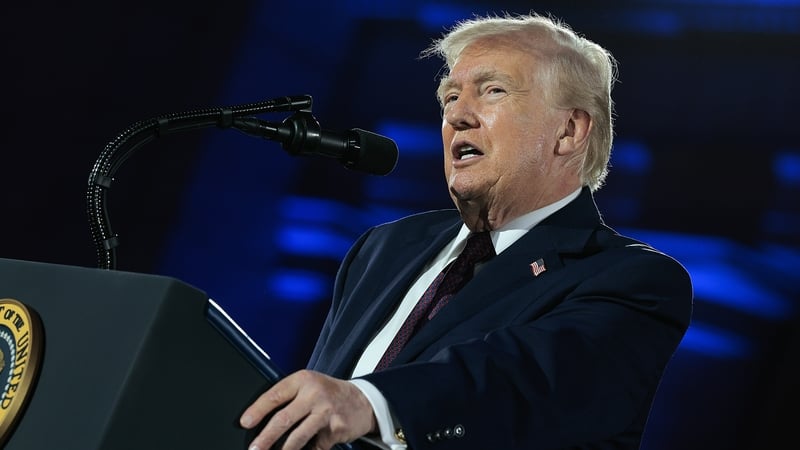 WASHINGTON, DC - MARCH 25: U.S. President Donald Trump attends the National Republican Congressional Committee's annual fundraising dinner at Union Station on March 25, 2026 in Washington, DC. President Trump was this year's keynote speaker at the dinner.