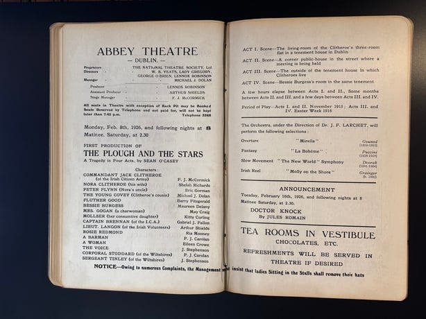 Archive image of a book from the Abbey Theatre