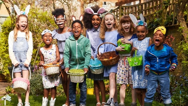Group of children having fun on an Easter Egg Hunt