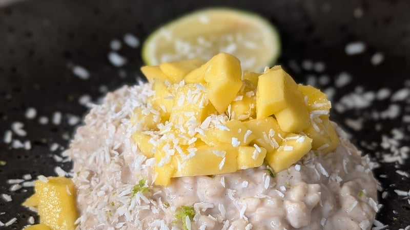 Creamy Rice Pudding with Coconut and Mango