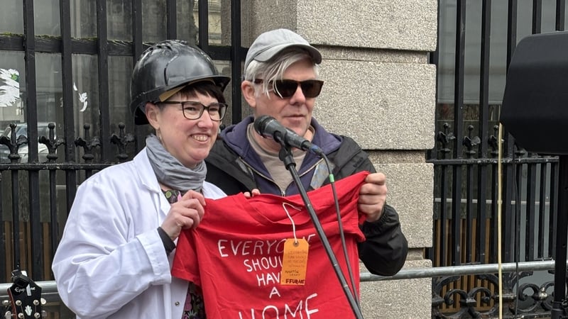 Homelessness campaigner Martin Leahy outside Leinster House